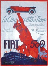 TARGA VINTAGE "1925 AUTO FIAT 509"PUBBLICITA' EPOCA,CAR ADVERTISING,POSTER,PLATE