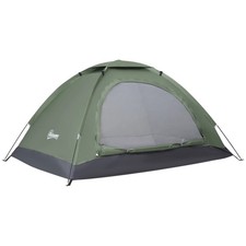 Outsunny Tenda da Campeggio 2 Posti con Zanzariera, 206x152x110cm, Verde