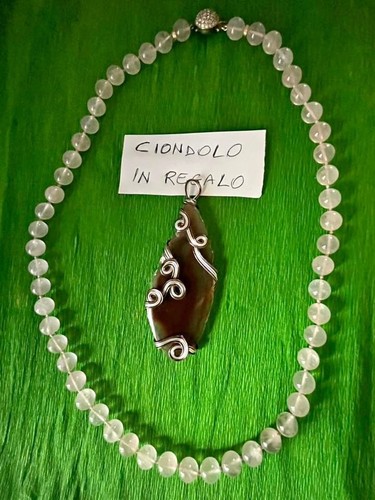 Pink quartz necklace natural - quartz, (natural