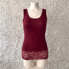 CANOTTA CANOTTIERA TOP BASIC ROSSO INTENSO BORDEAUX PIZZO EXTRA SLIM DONNA