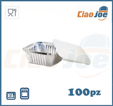 100 Contenitori / Vaschette In Alluminio 1 Porzione Con Coperchio Per Alimenti