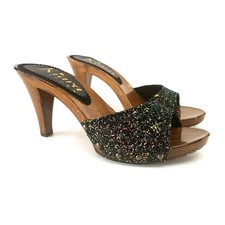 Zoccoli Glitter Nero Made in