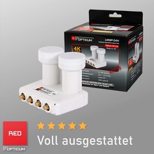 Monoblocco Quad LNB 0.1dB Doppia Testa per 4 Partecipanti 2 Satelliti LMQP 04H Optic