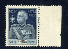 Regno - 1925 - 1 lira Giubileo (Sassone 187c) bordo foglio con filigrana lettere