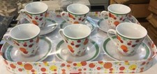 Set 6 Tazzine Tazze Caffe' con Piattini Decorate + Vassoio Home
