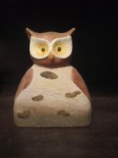 Gufo in ceramica statua statuina soprammobile marrone beige gufetto
