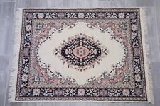 tappeto vintage anni 70 a macchina occidentale tipo tabriz bianco rosa nero
