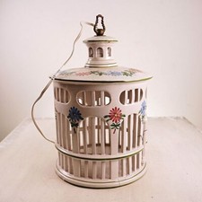 lampadario vintage in ceramica a forma di casetta per uccelli