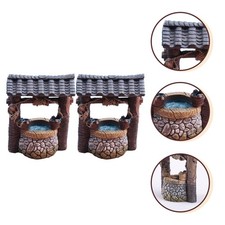  2 pezzi di simulazione di pozzi d'acqua ornamenti mini giardino mini paesaggio