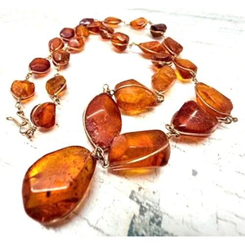 Collana con filo ambra - filo, di