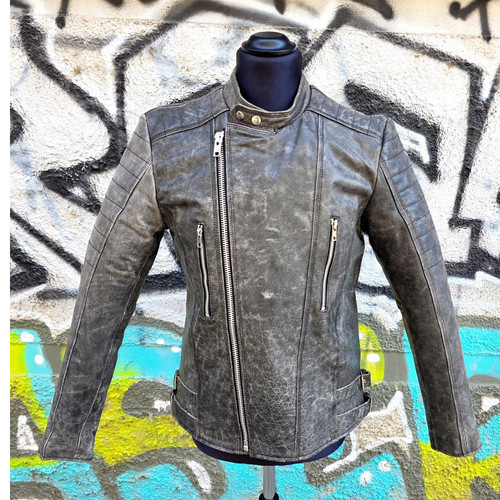 Giubbotto chiodo moto grigio