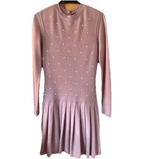 Abito Chanel rosa perla cashmere/mohair manica lunga. Made In Italy.