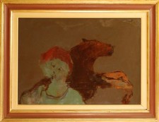 Giuseppe Marchi - Figura con cavallo - dipinto originale a olio 70x50 cm