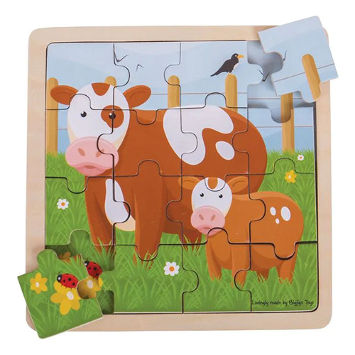 Puzzle bigjigs con mucca - bigjigs, e