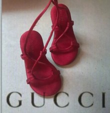 Gucci Baby Tom Ford Rosso Seta Stiletto Baby Heals Ltd Collezione 97 Seta e Pelle