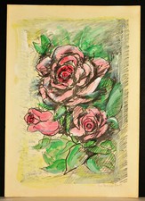 Painting Peinture Gemalt TECNICA MISTA, FAUSTO MARIA LIBERATORE opera unica ROSE