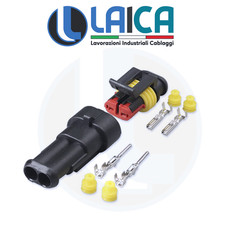 CONNETTORE 2 POLI VIE TENUTA STAGNA MASCHIO FEMMINA AMP SUPERSEAL AUTO MOTO 1KIT