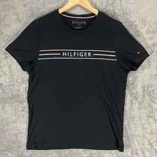 T-shirt uomo Tommy Hilfiger blu medio blu navy stampa logo orgnanico cotone regular