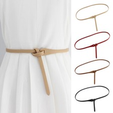 Cintura In Morbida Pelle Decorata Tinta Unita Con Nodi Cintura Sottile Retrò ☆