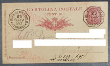 Cartolina Postale - Timbro Collettoria Ottagonale - Riva di Pinerolo 1890