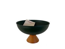 ARTNOVA SCARONI Alzatina Metallo Legno 1995 One Dish Green Metal Wood Fruitstand