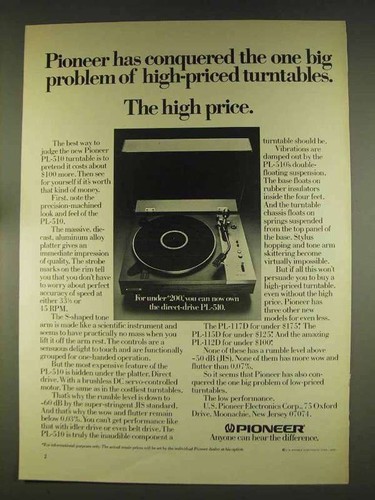 Pubblicità giradischi pioneer - giradischi,
