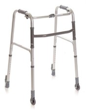 Deambulatore Girello per Anziani Pieghevole Regolabile 2 Ruote 2 puntali con fre