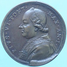 PIO VI MEDAGLIA 1775 APERTURA PORTA SANTA BRONZO COLLEZIONE NUMISMATICA