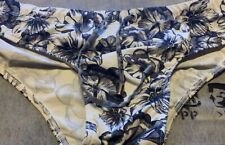 Costume Uomo Tezuk Lycra Bianco Stampa Nera Fiori Tg M con Coulisse Regolabile