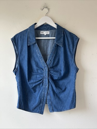 Gilet camicia denim increspato