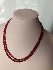 Collana Corallo rosso due fili 60cm. Chiusura in argento. 