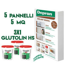 DEPRON 5 PANNELLI ISOLANTI DA 6MM (125X80) CONFEZIONE DA 5MQ  + 3 X 1 GLUTOLIN
