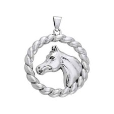 Arabian Horse Rope Braid 925 Sterling Silver Pendant Fine Animal Spirit Jewelry