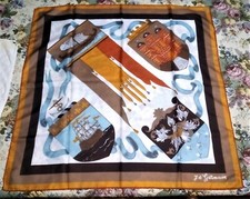 Raro Foulard Fazzoletto Sciarpa J.S. GERMAIN DISEGNO MARINO VINTAGE Retrò