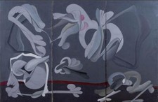 VOLPINI RENATO (Napoli, 1934 - Milano, 2017) FORME IN TRE RIPRESE olio su tela 1