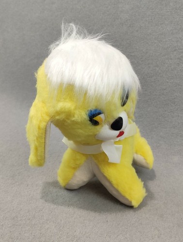 White yellow dog plush - yellow, vintage
