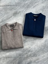 kiton maglione mezza zip cashmere uomo casual con risvolto