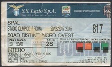 BIGLIETTO STADIO TICKET LAZIO  SPAL - CAMPIONATO SERIE A 2017/2018