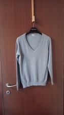 Pullover Scollo A V Grigio