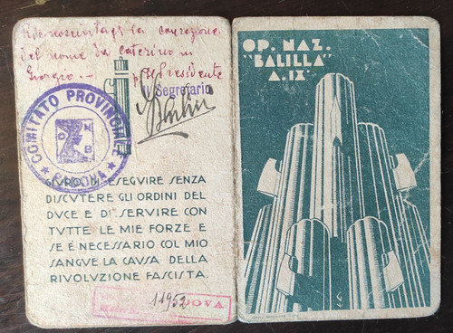 Tessera dell opera nazionale - dell',