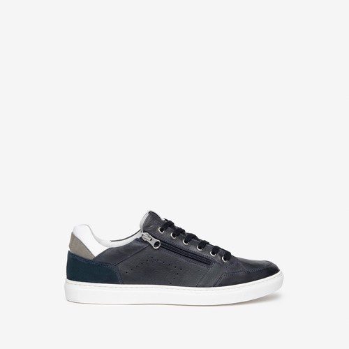 Men sneakers black leather - sneakers,