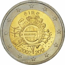 2 EURO COMMEMORATIVA IRLANDA 2012 - DECENNALE EURO 2002-2012 - FDC UNC -