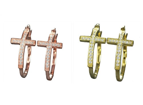 Orecchini cerchio croce cubic - orecchini,