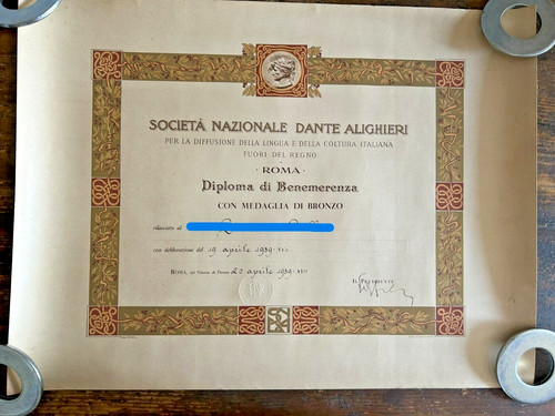 1939 diploma benemerenza - 1939,