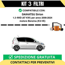 Kit 3 Filtri Tagliando per DAIHATSU Sirion 1.3 4WD 67 kw Benzina 2008-2024