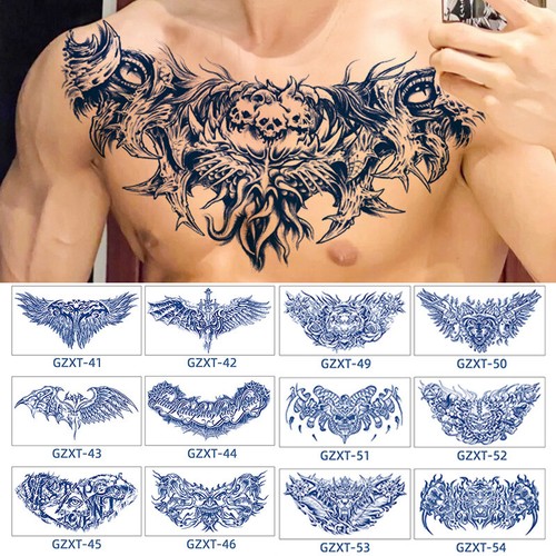 Adesivo tatuaggio petto blu