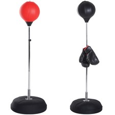 HOMCOM Punching Ball da Terra ad Altezza Regolabile con Guantoni