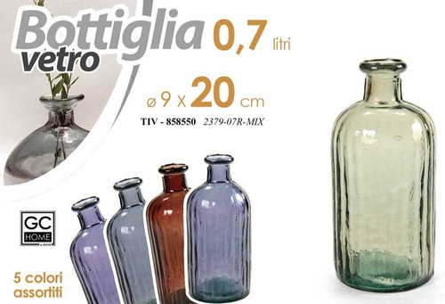 Vaso bottiglia vetro fiori - vaso,