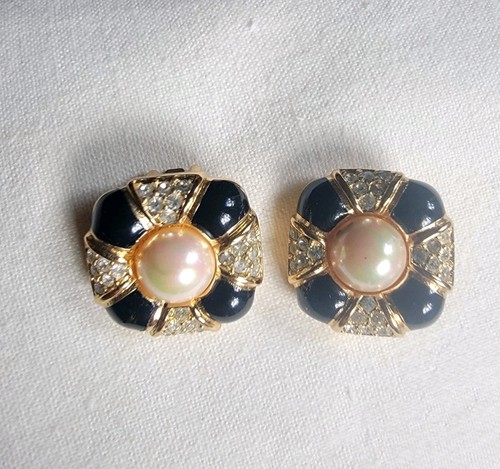 Crystal enamel faux pearl - , gold