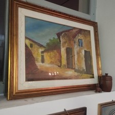 dipinto antico paese Pietro Vanni 50x70 Completo Di Cornice Come Da Foto 